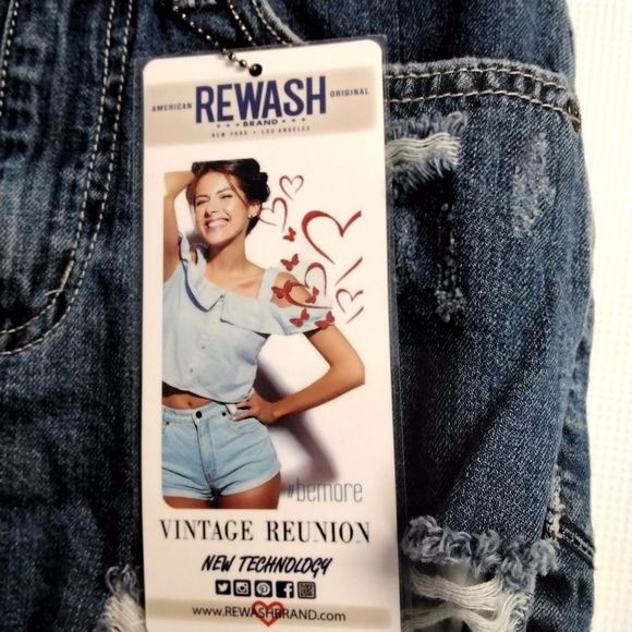 Rewash NEW Shorts Junior's Highrise Distressed Jean Sz 5/27 Western Country - Picture 7 of 8